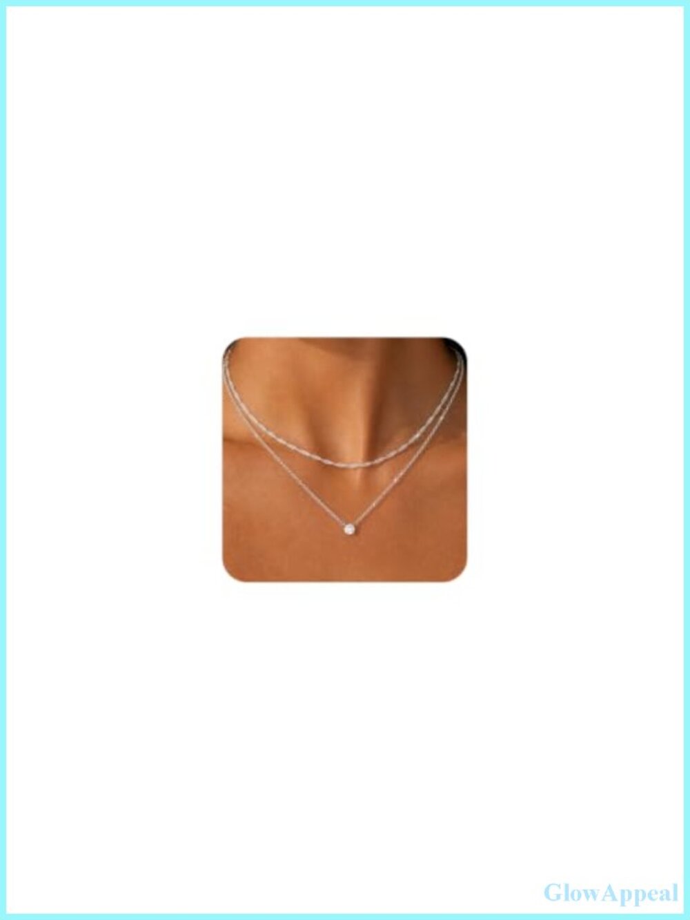 Gold Plated Layered Necklace Cubic Zirconia Pendant Women Jewelry Gift